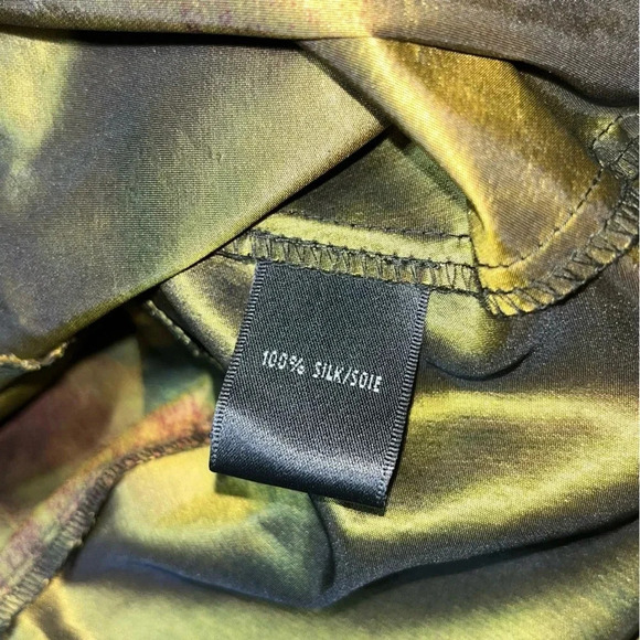 Lafayette 148 New York 100% Silk Iridescent Multicolored Wrap Blouse Size 12 - Picture 9 of 11